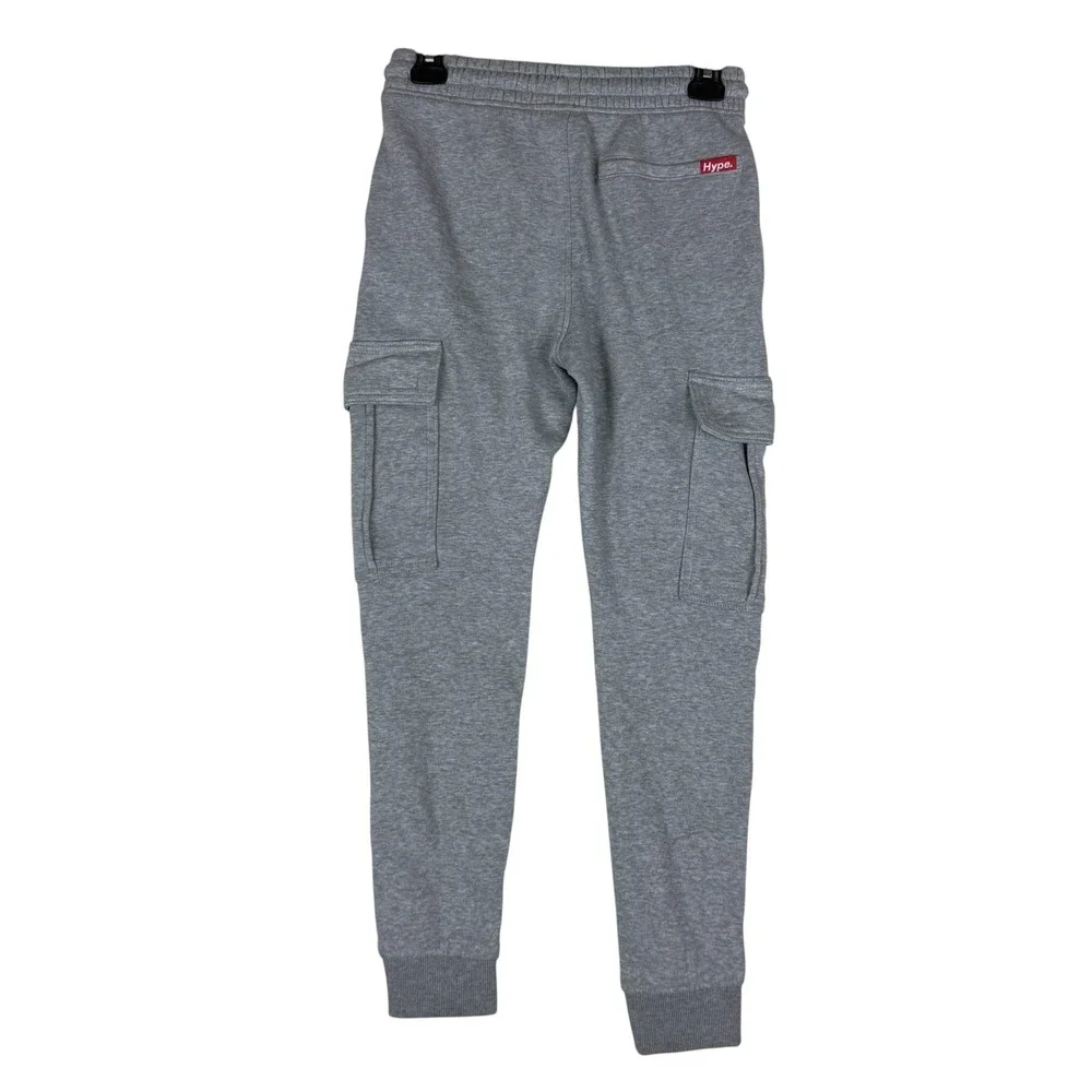Hype. Pants Teens Small Gray Fleece Cargo Jogger Elastic‎ Waist Pockets